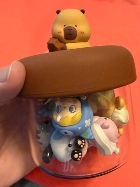 Capybara Glass Jar + 15 Mini Bean Figures Bundle: